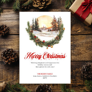 Whimsical Christmas Scene Modern Greeting Card