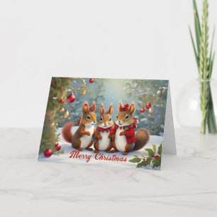 Whimsical Christmas Squirrels Delight  Card
