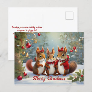 Whimsical Christmas Squirrels Delight Postcard