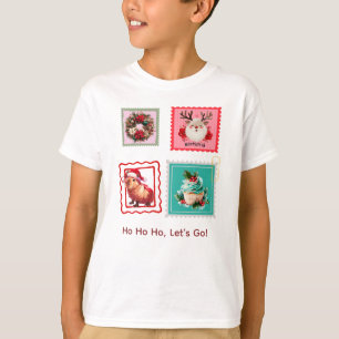 Whimsical Christmas Stamp Collage with Capybara T-Shirt