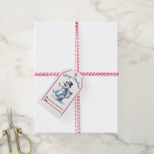 Whimsical Christmas tag: snowman on toilet Gift Tags