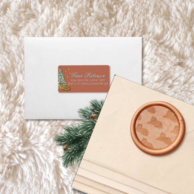 Whimsical Christmas Tiger Pink Address Label (Creator Uploaded)