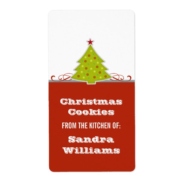 Whimsical Christmas Tree Baking Labels (Front)