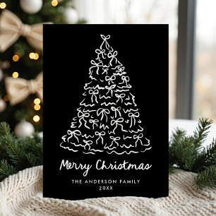 Whimsical Christmas Tree Bows Black Non-Photo Holiday Card