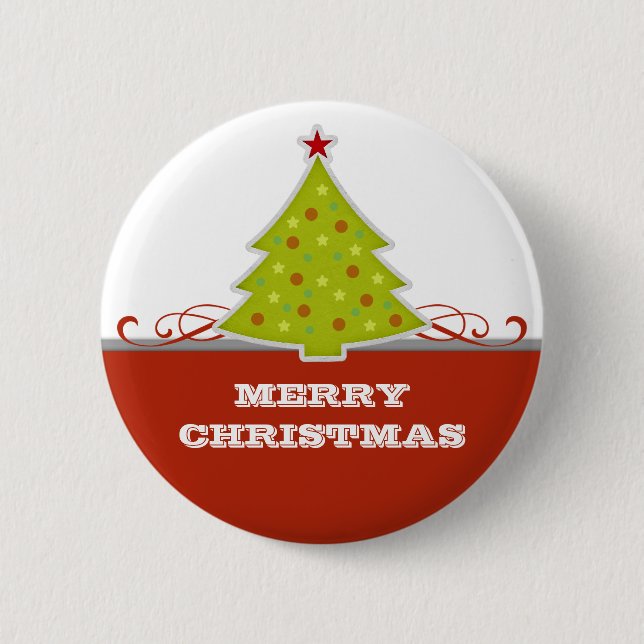 Whimsical Christmas Tree Button (Front)