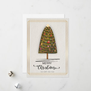 Whimsical Christmas Tree Card with Ornaments on Pi