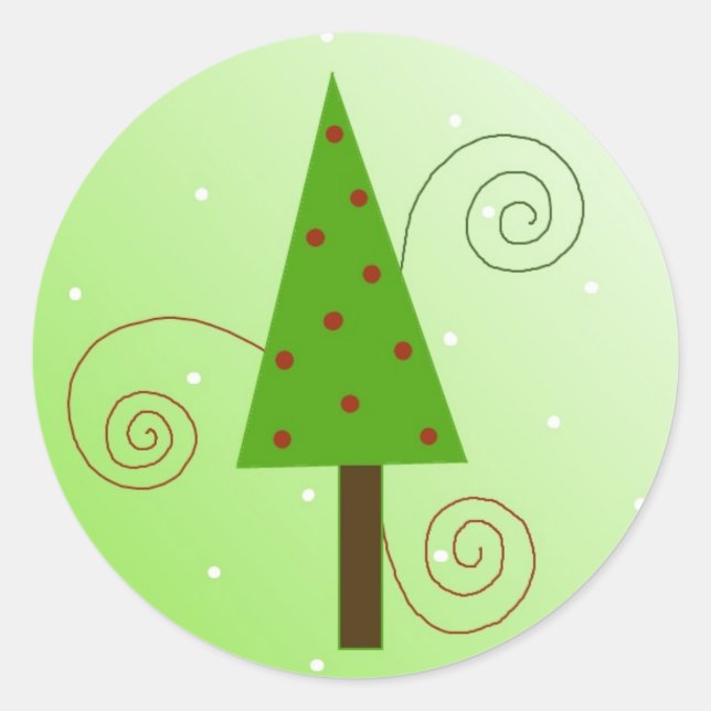 Whimsical Christmas Tree Classic Round Sticker (Front)