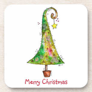 Whimsical Christmas Tree Coaster