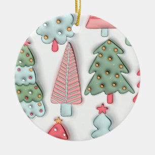 "Whimsical Christmas Tree Collection Ornament" Ceramic Tree Decoration