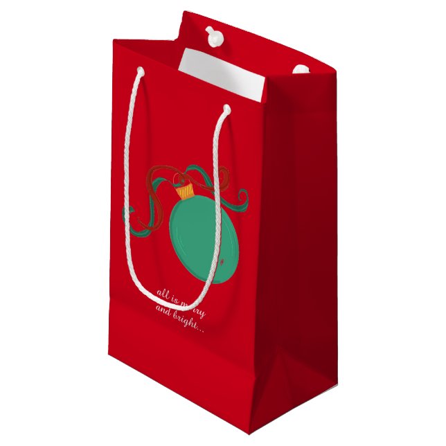 Whimsical Christmas Tree Decoration Small Gift Bag (Front Angled)