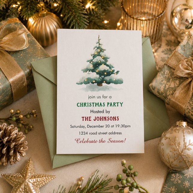 Whimsical Christmas Tree Dinner Party Invitation (Creator Uploaded)