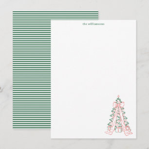 Whimsical Christmas Tree Doodle Family Stationery Card