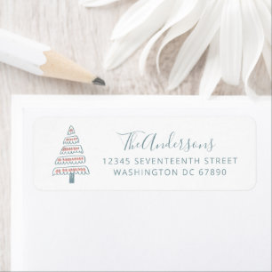Whimsical Christmas Tree Drawing Return Address