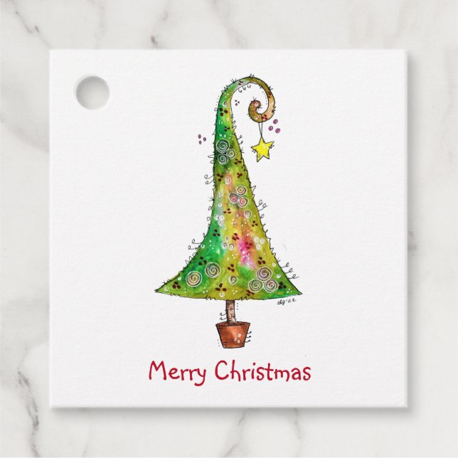 Whimsical Christmas Tree Favour Tags (Front)
