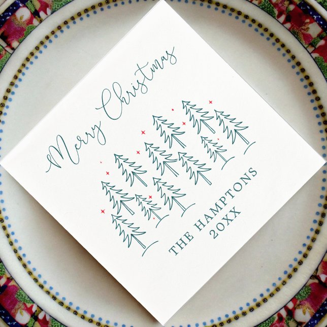 Whimsical Christmas Tree Forest Holiday Party Napkin (Creator Uploaded)
