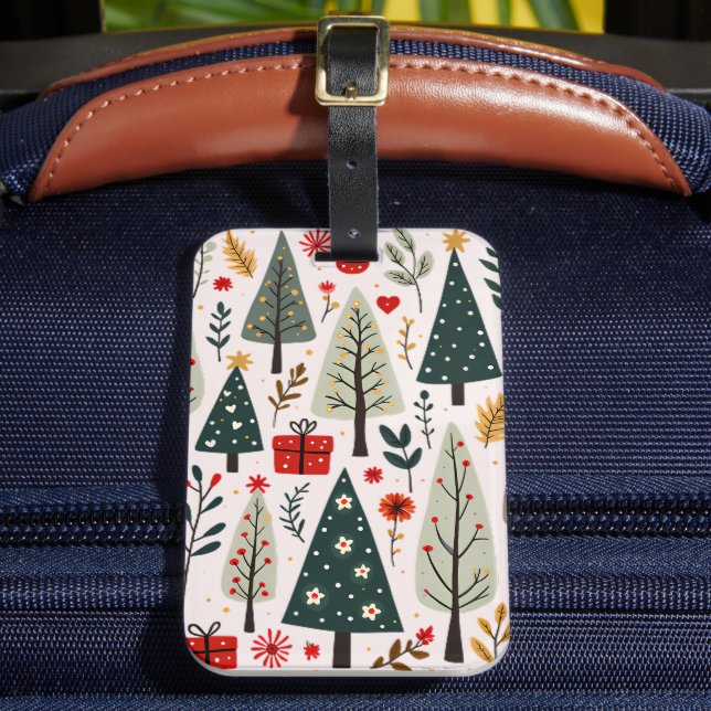 Whimsical Christmas Tree Forest Luggage Tag (Front Insitu 2)