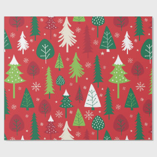 Whimsical Christmas Tree Forest Pattern Wrapping Paper