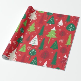 Whimsical Christmas Tree Forest Pattern Wrapping Paper