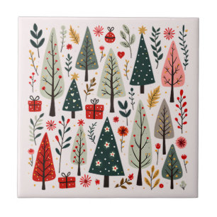 Whimsical Christmas Tree Forest Tile