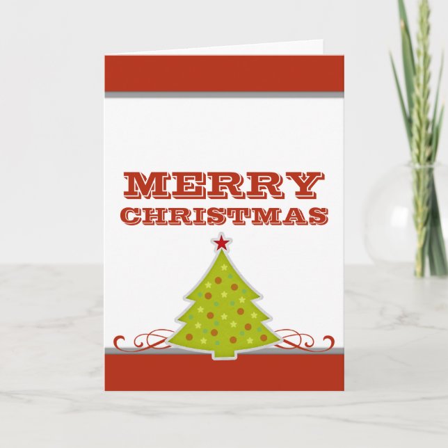 Whimsical Christmas Tree Greeting Card (Front)