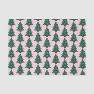 Whimsical Christmas Tree In Pink Ribbons Tissue Paper
