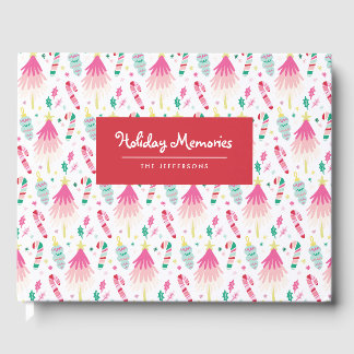 Whimsical Christmas Tree Personalised Holiday Card Guest Book