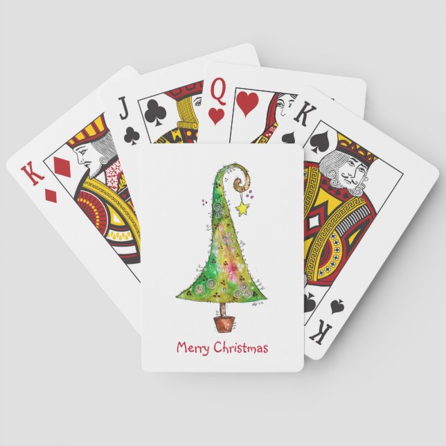 Whimsical Christmas Tree Playing Cards (Back)