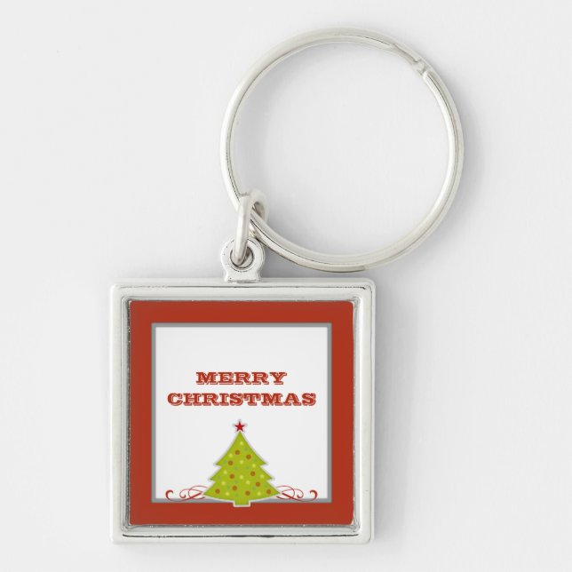Whimsical Christmas Tree Premium Keychain (Front)