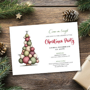 Whimsical Christmas Tree Red Green Holiday Invite