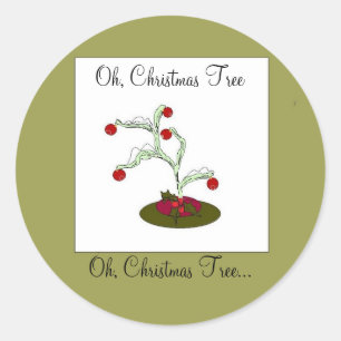 Whimsical Christmas Tree -stickers Classic Round Sticker