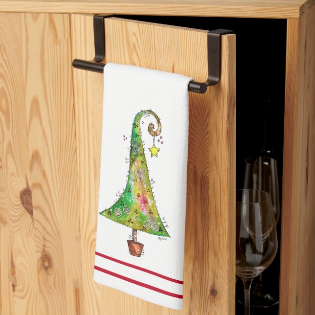 Whimsical Christmas Tree Tea Towel (Thirds Fold)