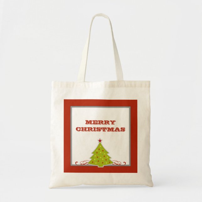 Whimsical Christmas Tree Tote Bag (Front)