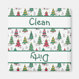 Whimsical Christmas Trees Dishwasher Clean/Dirty Magnet