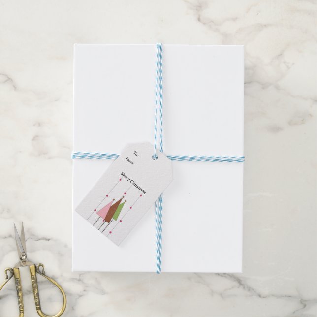 Whimsical Christmas Trees Gift Tags (With Twine)