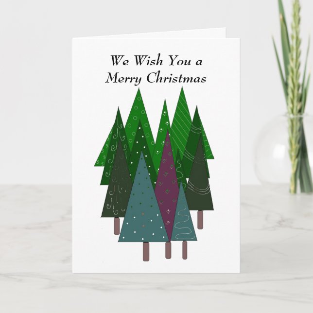 Whimsical Christmas Trees Holiday Card (Front)