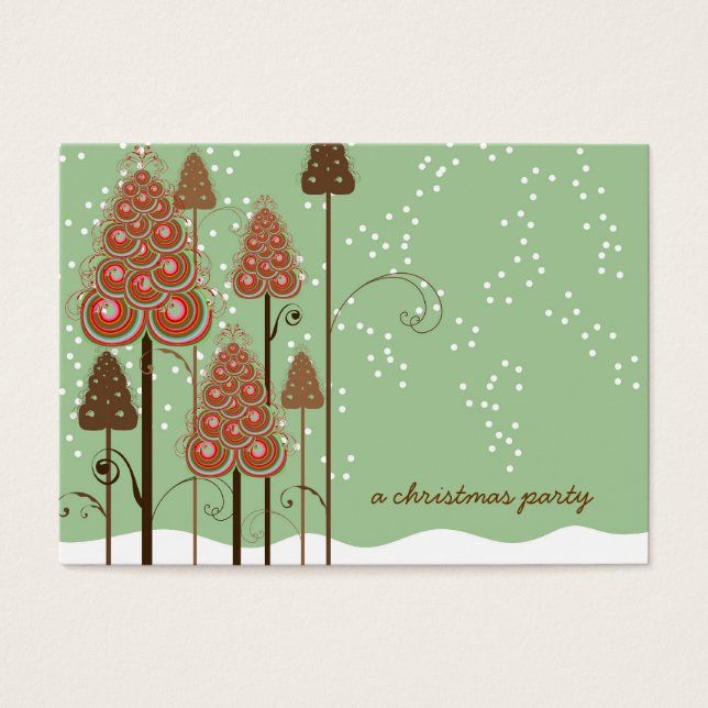 Whimsical Christmas Trees Mini Invite / Thank You/ (Front)