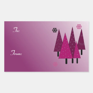 Whimsical Christmas Trees Rectangular Sticker