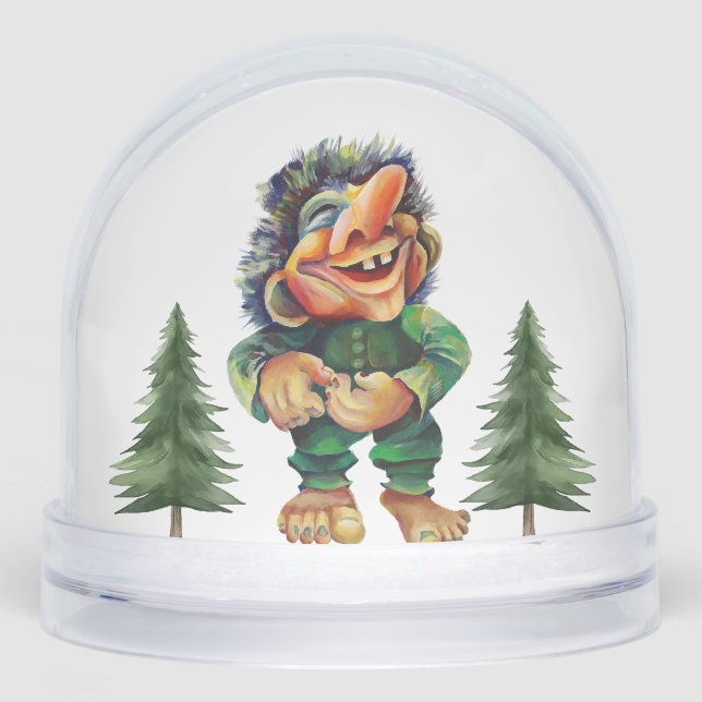 Whimsical Christmas Troll Funny Nordic Scandinavia Snowglobe (Front)