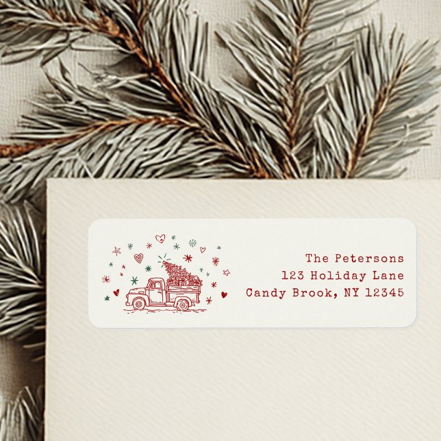 Whimsical Christmas Truck Retro Red and Green (Creator Uploaded)