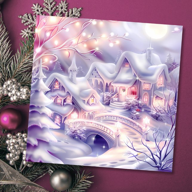 Whimsical Christmas Village Winter Wonderland Holiday Card (Creator Uploaded)