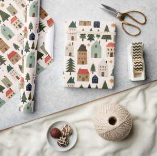 Whimsical Christmas Village Wrapping Paper