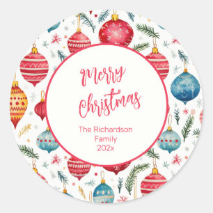 Whimsical Christmas Vintage Ornaments Sticker