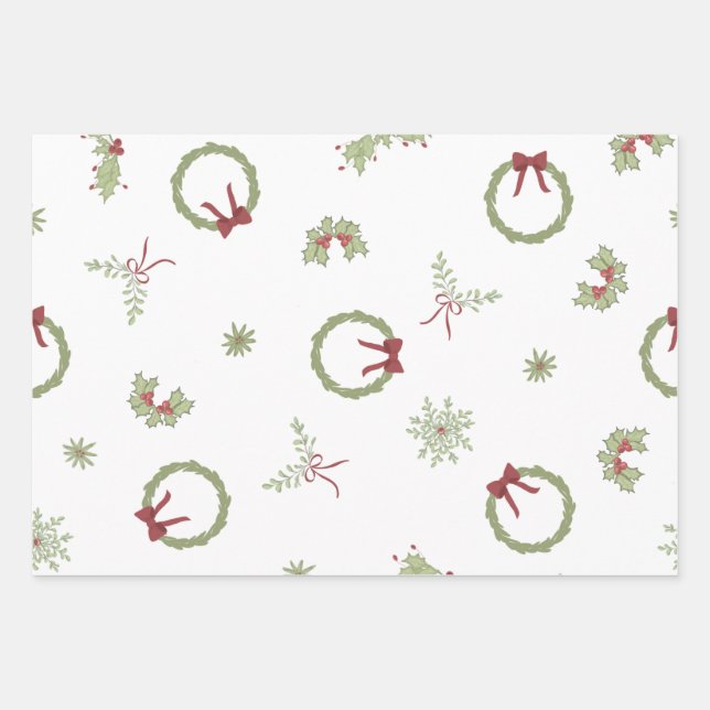 Whimsical Christmas Wrapping Paper Sheets (Front)
