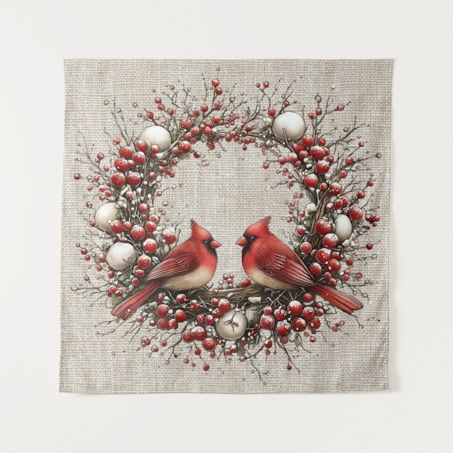 Whimsical Christmas Wreath Tapestry (Front)