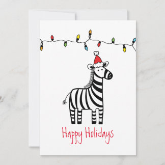 Whimsical Christmas Zebra Christmas Cards