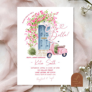 Whimsical Ciao Bella Italian Bridal Shower Invitation