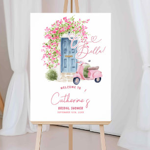 Whimsical Ciao Bella Italian Bridal Shower Welcome Poster