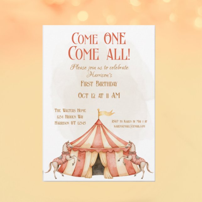 Whimsical Circus First Birthday Invitation (Creator Uploaded)