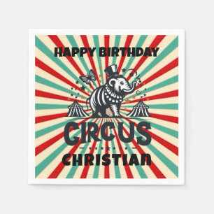 Whimsical Circus Sunburst Kids Birthday Party Napkin