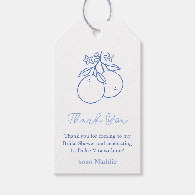 Whimsical Citrus Bridal Shower Favour Tags (Front)